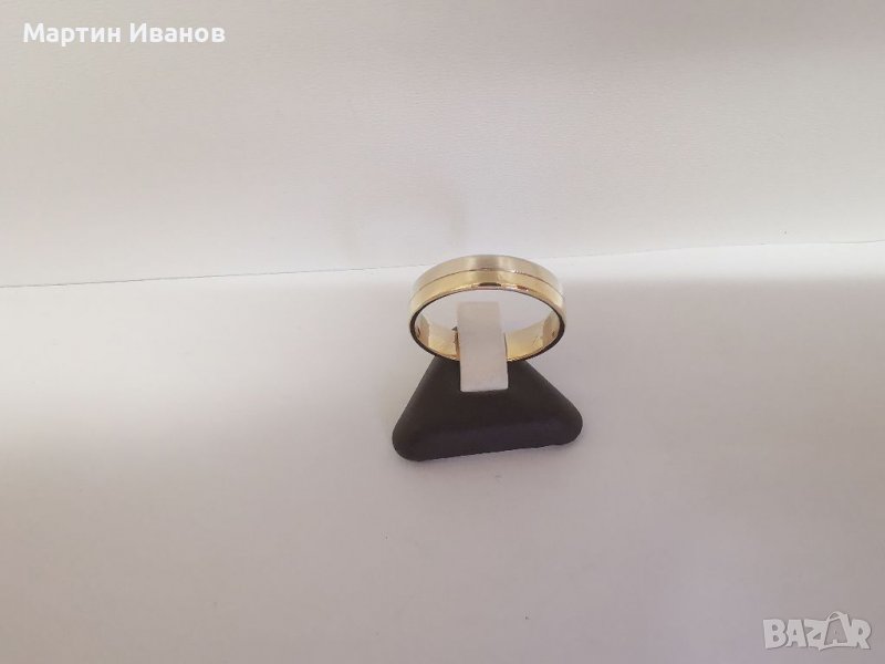 Златна халка единична бяло и жълто злато , снимка 1