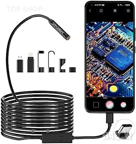 Нов едноскоп с 8 LED светлини за Android и iOS инспекционна камера мъж ремонт, снимка 1