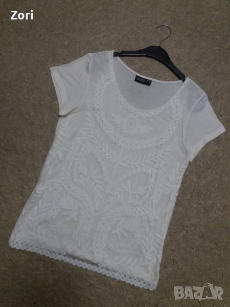 КРАСИВА бяла блуза с бродирана дантела , снимка 1