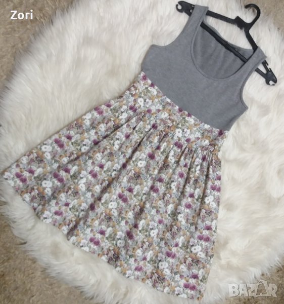 СИВА кукленска рокля с принт цветя, снимка 1