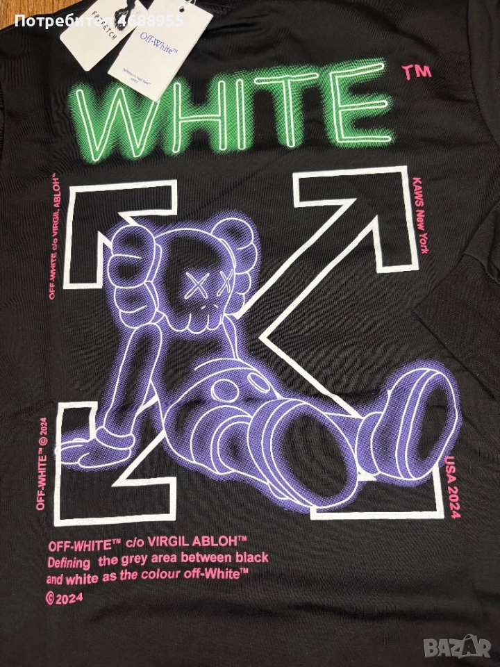 Мъжка, черна блуза OFF White с голяма щампа на гърба, снимка 1