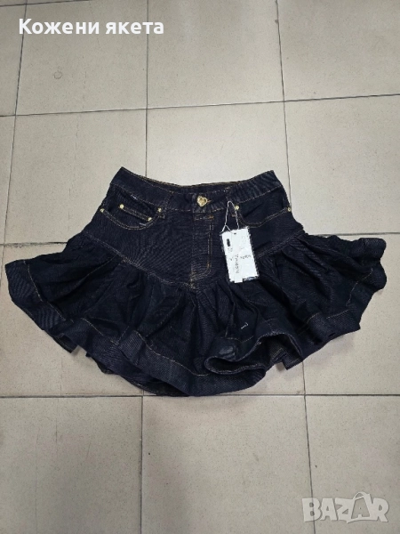 Страхотна дънкова разкроена пола със копче сърце , снимка 1