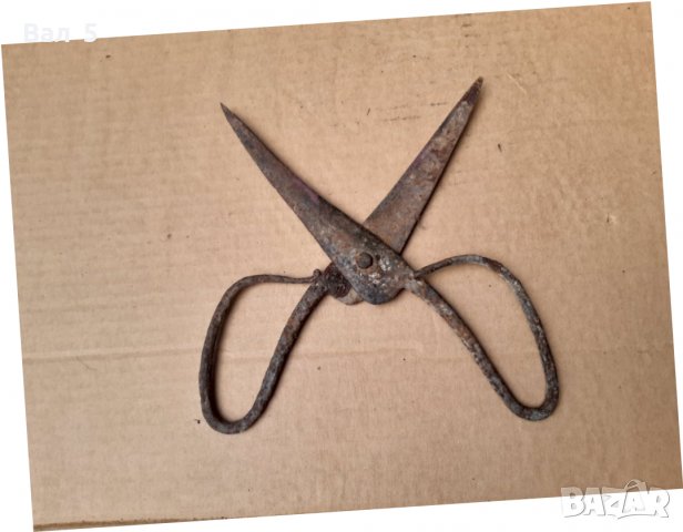 Голяма стара кована ножица, снимка 3 - Антикварни и старинни предмети - 37816467