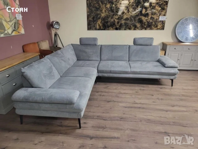 ПРОМОЦИЯ!!! Сив ъглов диван от плат Dieter Knoll Arzona, снимка 2 - Дивани и мека мебел - 52836977