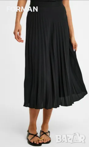 -40% Черна плисирана пола с ластик в талията