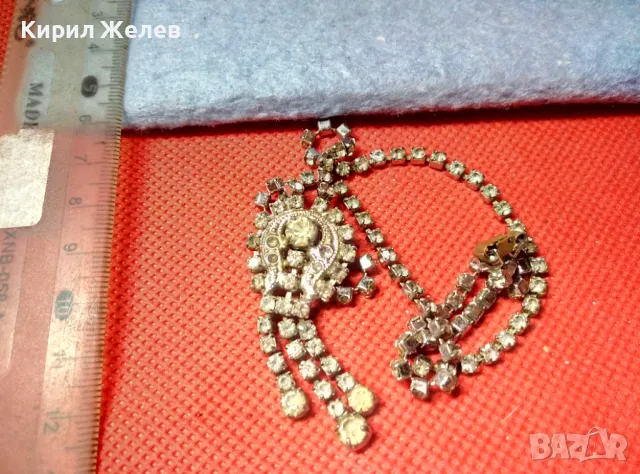 ПОСРЕБРЕНА РЕТРО МЕДНА ОГЪРЛИЦА с ФАСЕТИРАНИ ИСКРЯЩИ БОХЕМСКИ КРИСТАЛИ 47450, снимка 7 - Антикварни и старинни предмети - 47316747