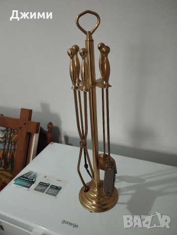 масивен бронзов каминен комплект, снимка 7 - Антикварни и старинни предмети - 53932138