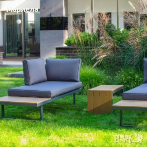 Градински комплект KANZA - модулен ъглов диван от алуминий с удобни възглавници и маса, снимка 4 - Градински мебели, декорация  - 53341510