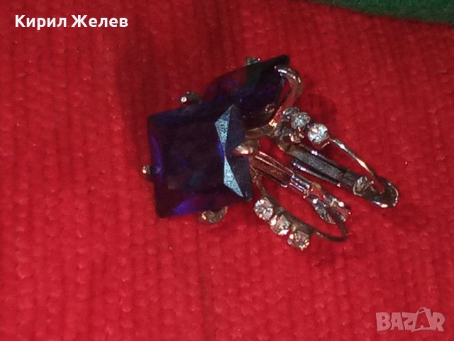 ВИНТИДЖ СКЪПОЦЕННИ СРЕБРИСТИ ОБЕЦИ с ГОЛЯМ ФАСЕТ АМЕТИСТ и ЦИРКОНИ 26682, снимка 2 - Обеци - 34806105