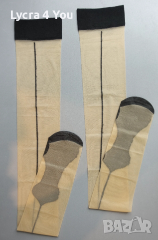 M/L телесни чорапи с черен ръб и стъпало, снимка 4 - Бельо - 52384168