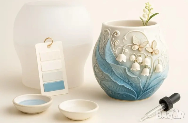 Молд буркан ваза с Момина сълза, снимка 3 - Форми - 53195572