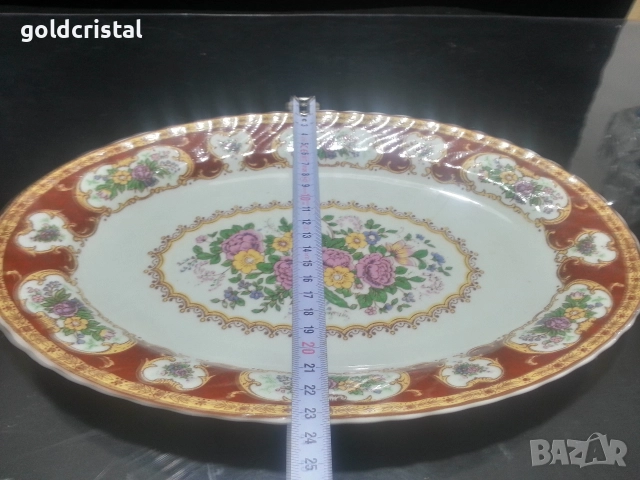 Стар български порцелан плато елипса , снимка 5 - Антикварни и старинни предмети - 52674273