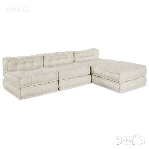 vidaXL Модулен диван Текстил Кремаво 210 x 140 x 56 см