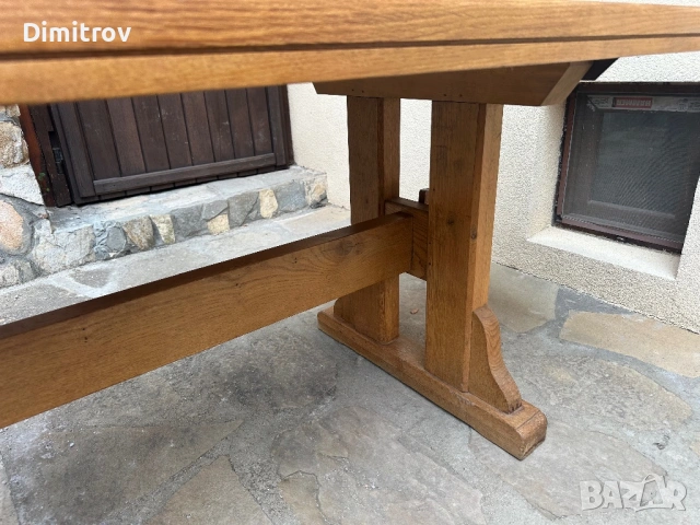 Масивна дъбова маса – 230 см, плот 6 см, снимка 9 - Маси - 53958821