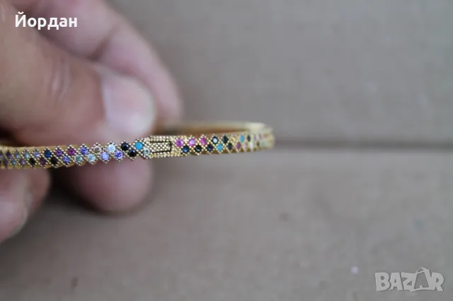 Дамска сребърна позлатена гривна с камъни, снимка 8 - Гривни - 50209958