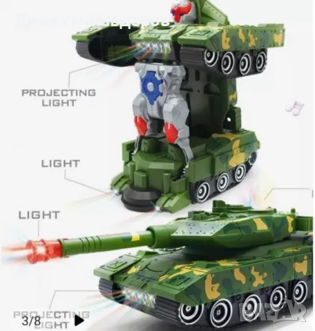 Трансформируем танк, бронирана кола, работещ с батерии робот, снимка 2 - Електрически играчки - 48721431