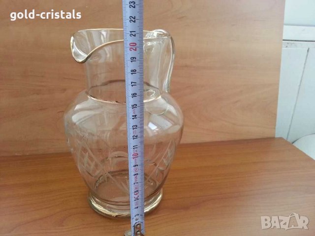  стъклена кана гравирана, снимка 4 - Антикварни и старинни предмети - 30295335