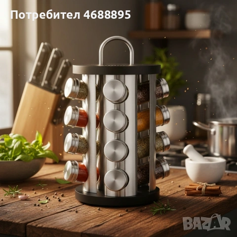 Бурканчета за подправки на стойка Edenberg EB-4027, 16 бр, Въртене на 360 гр, Черен/инокс, снимка 3 - Други стоки за дома - 53381981