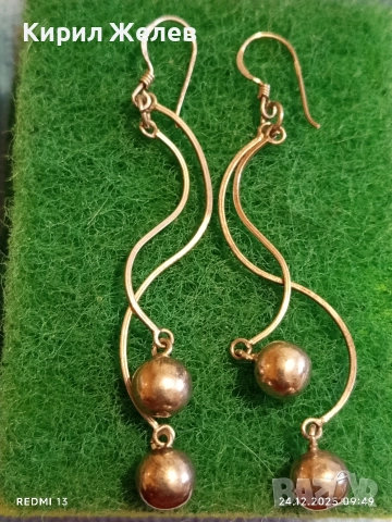 Винтидж артистични сребърни обеци с топчета майсторска изработка 32411, снимка 3 - Обеци - 52889745