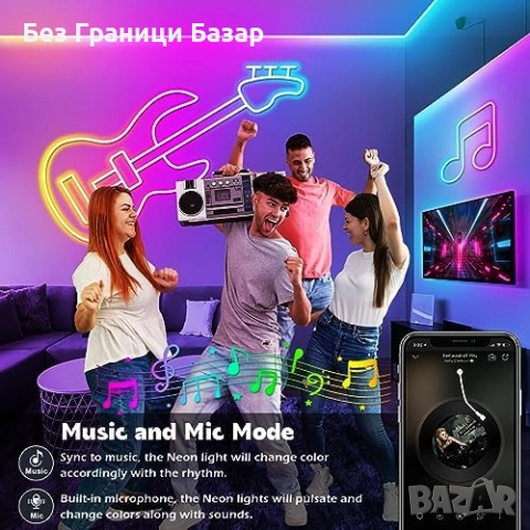 Нов 15m водоустойчив RGB неон IP68 с APP и дистанционно за двор и парти, снимка 5 - Лед осветление - 51937614