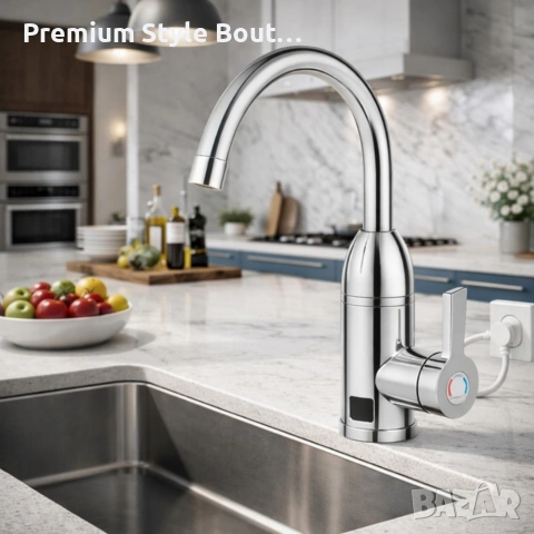 Електрически хромиран смесител с моментално загряване на водата и LCD екран - винаги топла вода, снимка 2 - Смесители - 53879668