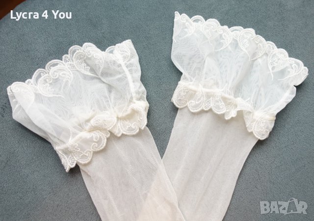 S/M луксозни бели чорапи с ликра за жартиери, снимка 2 - Бельо - 40165813