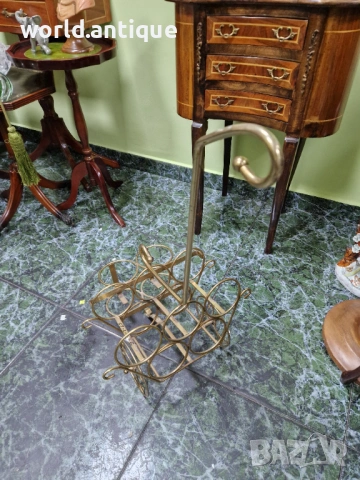 Прекрасна антикварна английска метална количка за бутилки за вино , снимка 4 - Антикварни и старинни предмети - 53249058