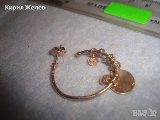 КРАСИВА ВИНТИДЖ АРТ СРЕБЪРНА ОБЕЦА СРЕБРО 925 с ПОЗЛАТА и ФАСЕТИРАНО КРИСТАЛЧЕ 23877