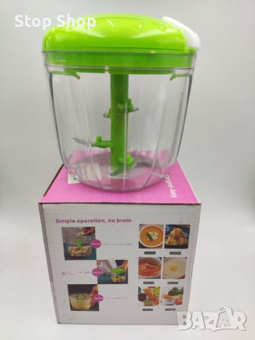 Ръчен чопър EDAR, 3 ножа, С кабел, Зелен/Бял, снимка 5 - Аксесоари за кухня - 42167495