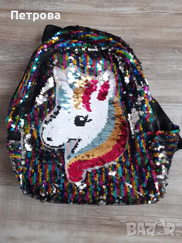 Раница с пайети и еднорог, снимка 1