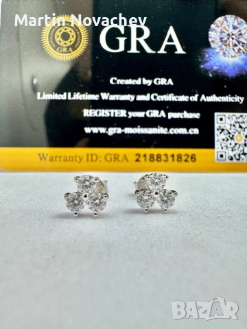 Сребърни обеци с мойсанит (Диамант) 0.6 карата