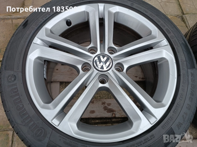 Лети джанти 17ки 5х112 VW + летни гуми 235/45/17 Continental, снимка 4 - Гуми и джанти - 52816019