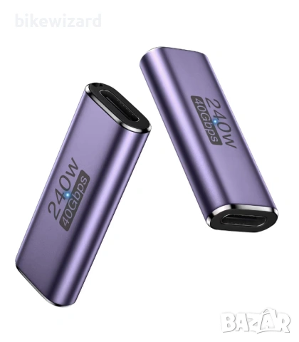 2 броя USB-C женски към женски съединителен адаптер 40Gbps 240W бързо зареждане 8K@60Hz НОВИ