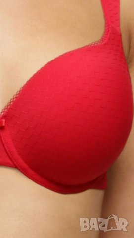 Livera 90 E-Яркочервен сутиен с твърди чашки с банел , снимка 1