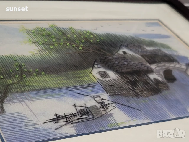 Картина от КОПРИНА,ръчно шита и бродирана , в кутия , за подарък- Япония, снимка 12 - Картини - 51261590