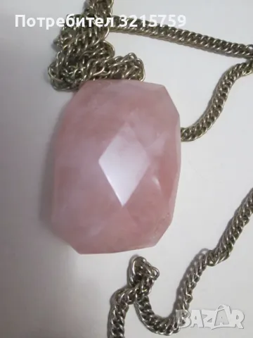 Красиво дамско колие ,голям розов кварц, снимка 7 - Колиета, медальони, синджири - 50303117