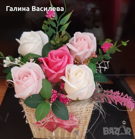 Букет от сапунени рози , снимка 6 - Романтични подаръци - 36791392