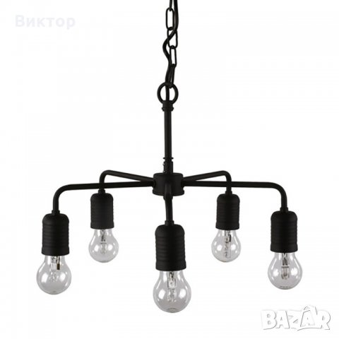 Стилна метална лампа с  пет глави от GG, снимка 3 - Лампи за таван - 32069991