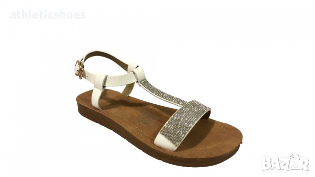 Дамски сандали на равна подметка с камъни, снимка 2 - Сандали - 37256283