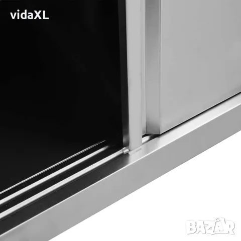 vidaXL Работна маса с плъзгащи врати, 120x50x(95-97) см, инокс, снимка 5 - Работни маси и бюра - 56147594