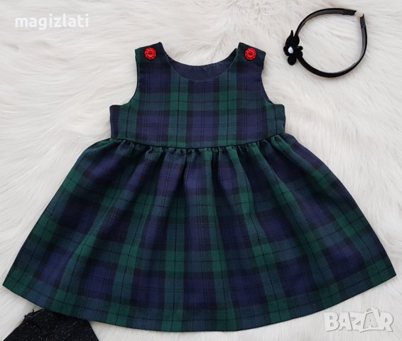 Детска карирана рокля 9-12 месеца, снимка 14 - Бебешки рокли - 42532178