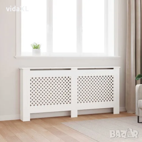 vidaXL Параван за радиатор, бял, 172x19x81,5 см, МДФ, снимка 2 - Паравани - 56146533