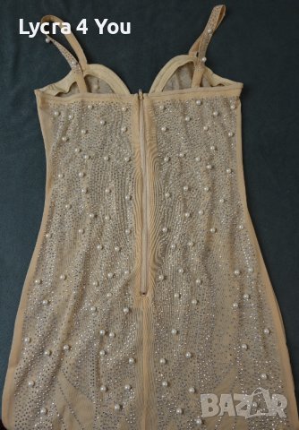 S/M дамска официална къса рокля покрита с перли, снимка 6 - Рокли - 44298945
