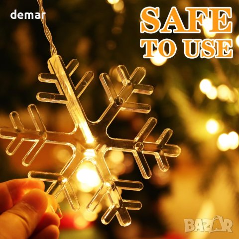 Коледни светлини за прозорци и стени със снежинки, снимка 3 - Декорация за дома - 42829646