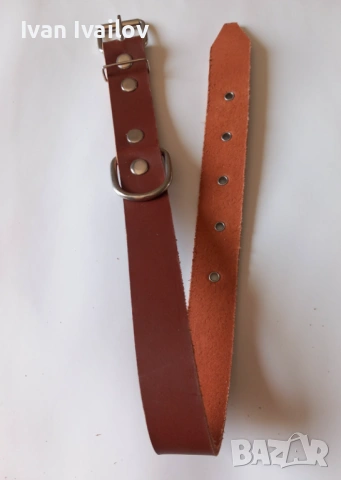 Натурален кожен нашийник (Керемида) – ширина 3 см / дължина 60 см, снимка 2 - За кучета - 54144630