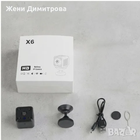 Мини безжична Wi Fi IP камера X6 Full HD 1080P с нощно виждане и детектор за движение, снимка 3 - IP камери - 55952671