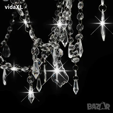 vidaXL Полилей с кристали, бял, 8 х Е14 крушки, снимка 6 - Полилеи - 56146458