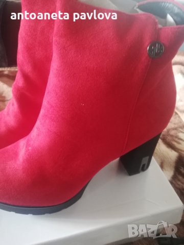 Червени елегантни боти, снимка 9 - Дамски боти - 38585306