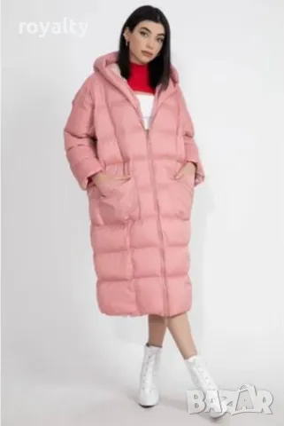 Розови дълги дамски зимни якета , снимка 3 - Якета - 49207606