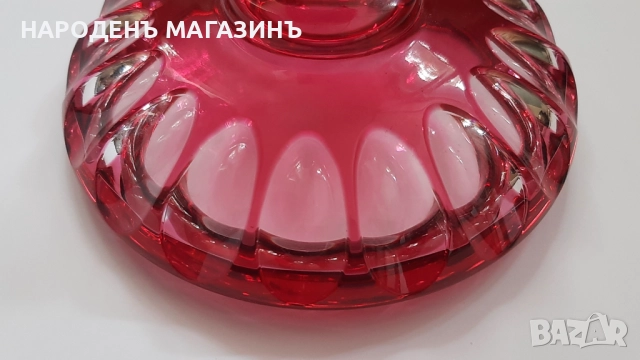 Кристална бонбониера розово червен цвят цветен кристал рядък модел, снимка 12 - Други ценни предмети - 51910944